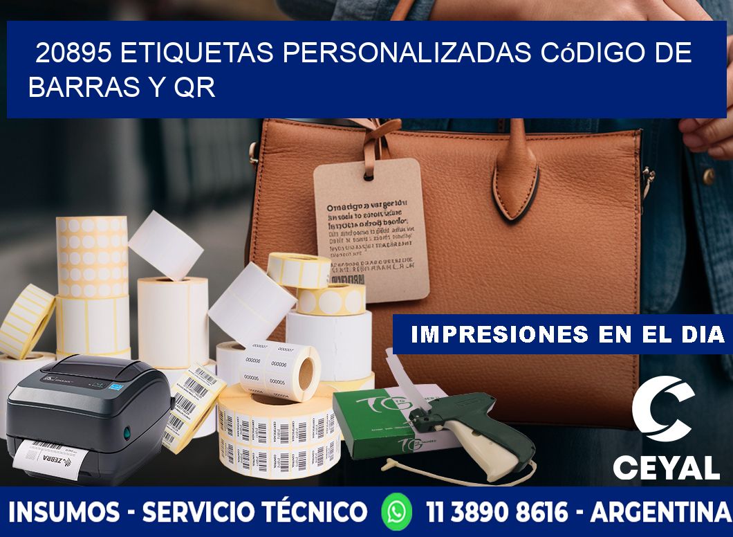 20895 etiquetas personalizadas código de barras y QR