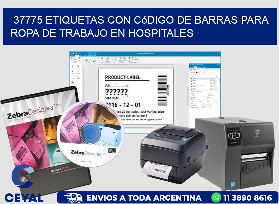 37775 Etiquetas con código de barras para ropa de trabajo en hospitales