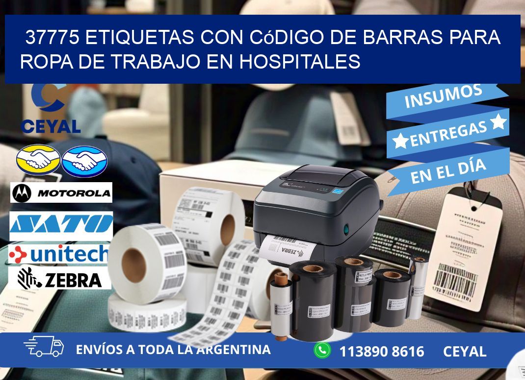 37775 Etiquetas con código de barras para ropa de trabajo en hospitales