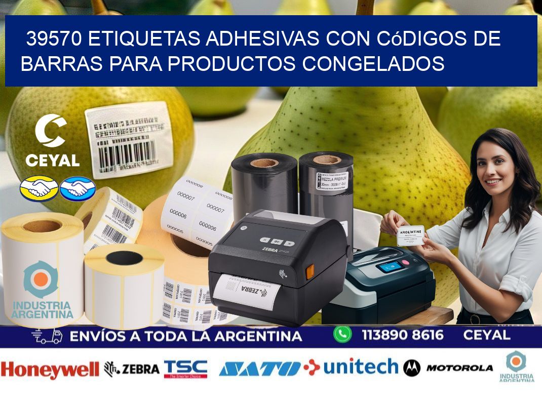 39570 Etiquetas adhesivas con códigos de barras para productos congelados
