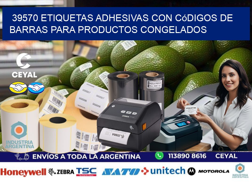 39570 Etiquetas adhesivas con códigos de barras para productos congelados