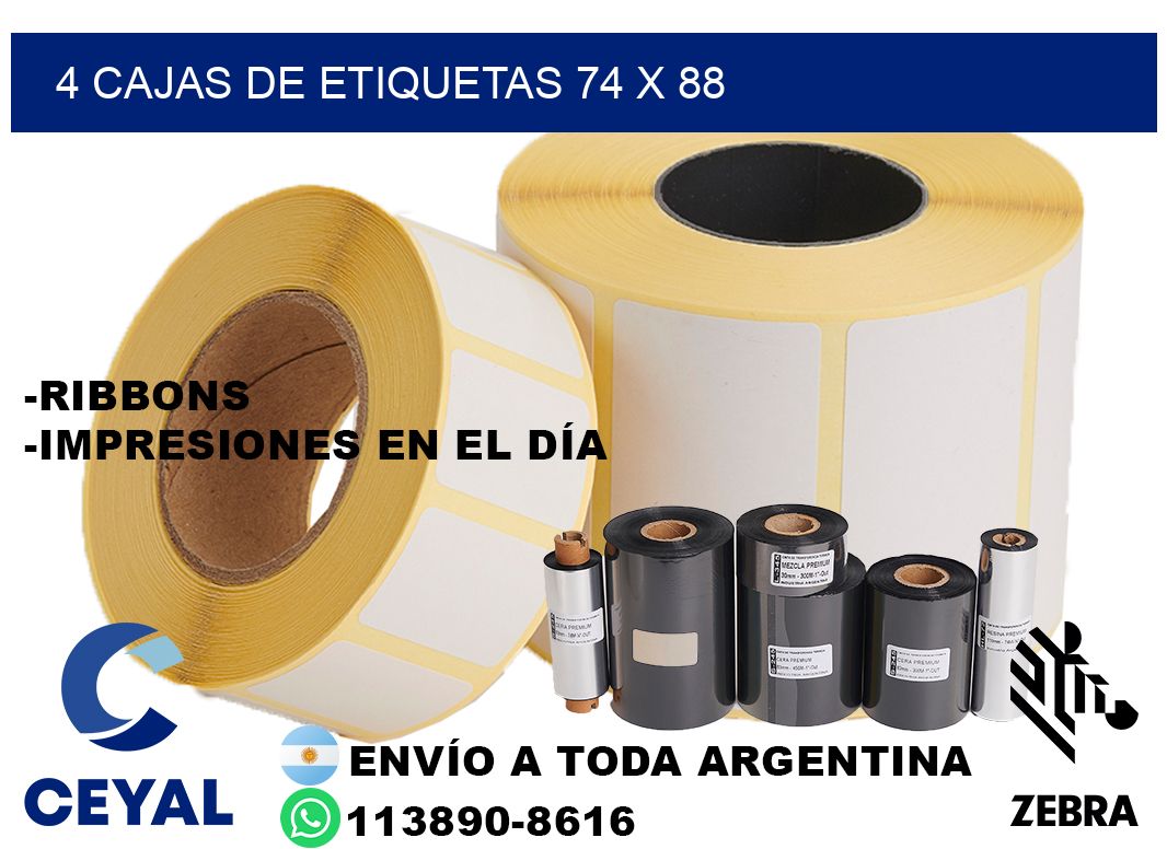 4 cajas de etiquetas 74 x 88