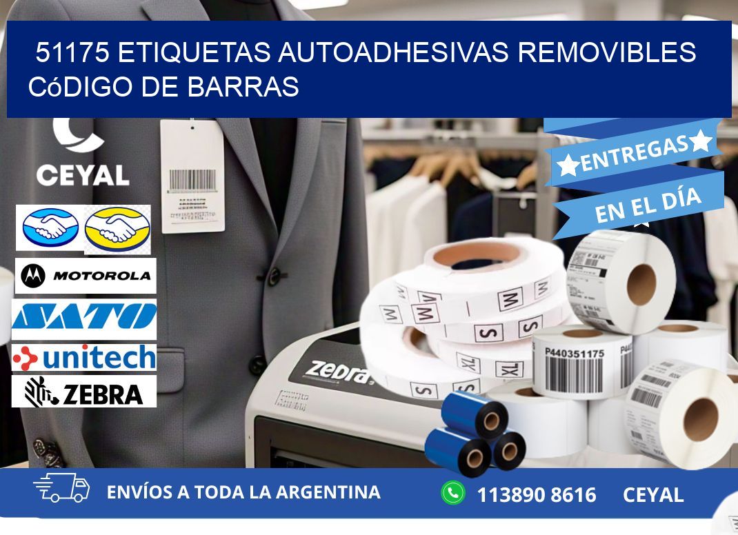 51175 etiquetas autoadhesivas removibles código de barras