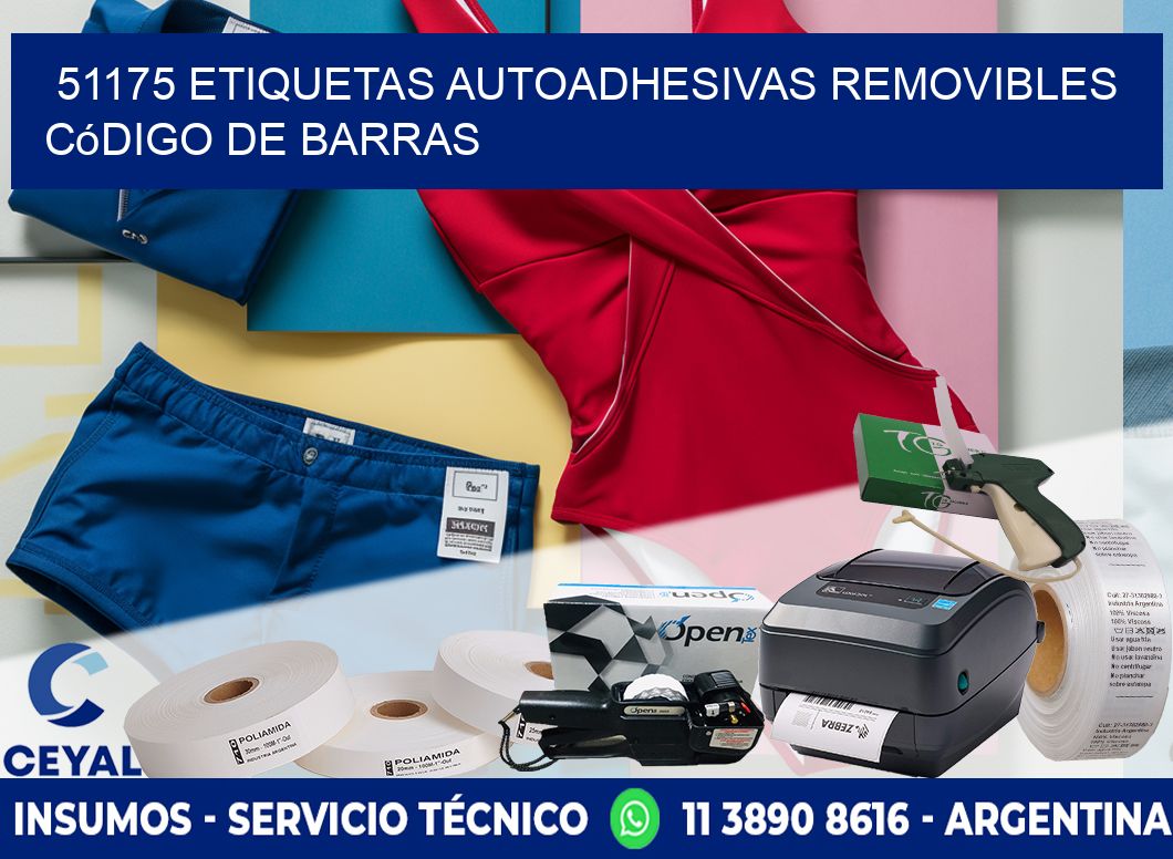 51175 etiquetas autoadhesivas removibles código de barras