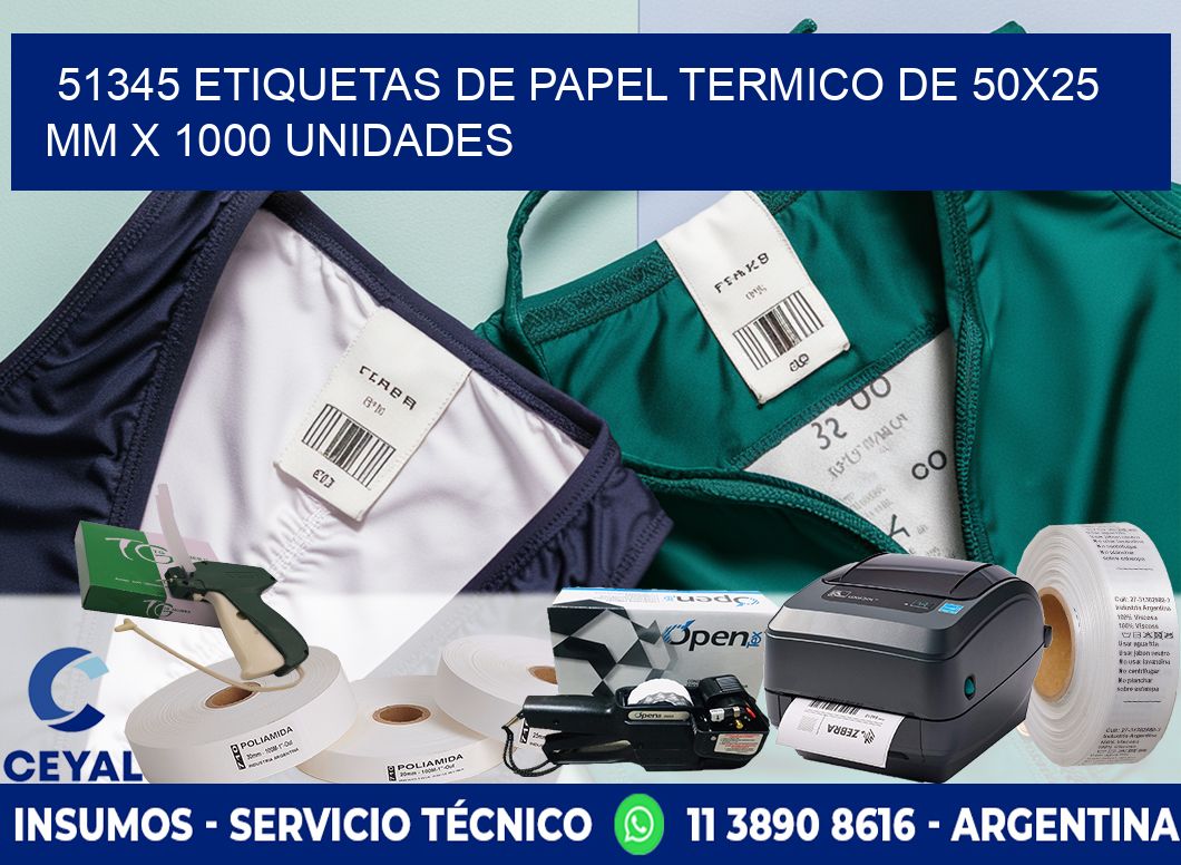 51345 Etiquetas De Papel Termico De 50x25 Mm X 1000 Unidades