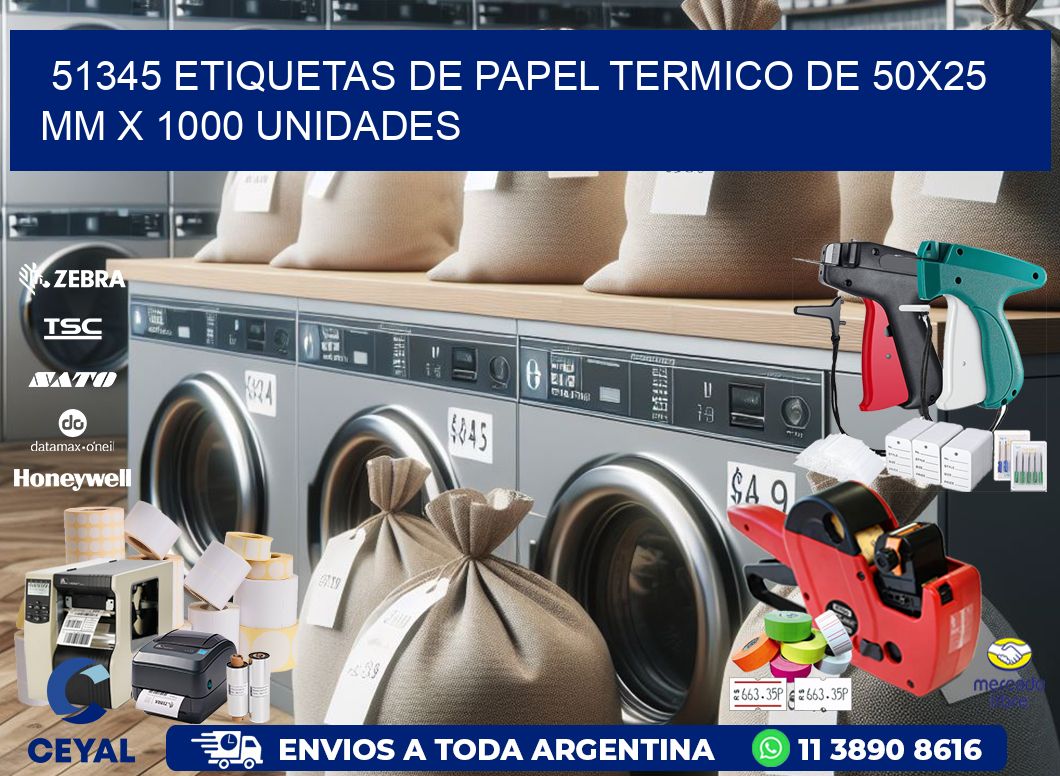 51345 Etiquetas De Papel Termico De 50x25 Mm X 1000 Unidades