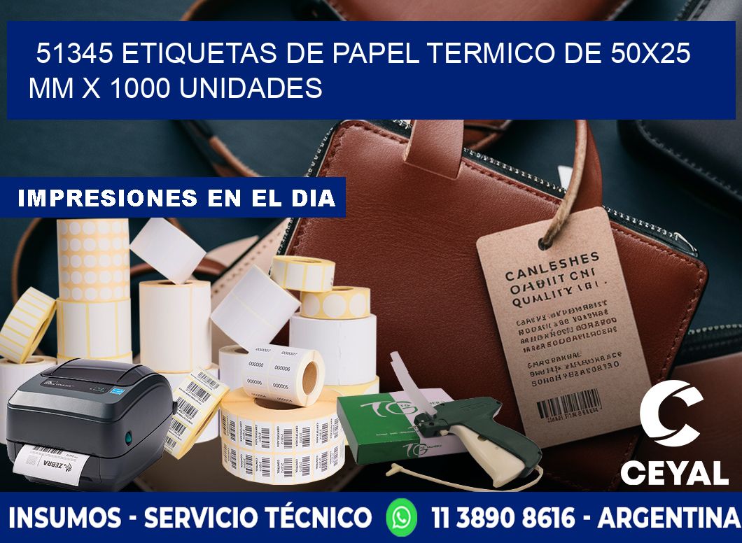 51345 Etiquetas De Papel Termico De 50x25 Mm X 1000 Unidades