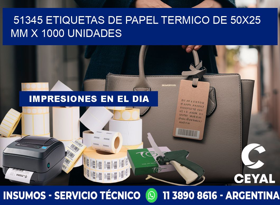 51345 Etiquetas De Papel Termico De 50x25 Mm X 1000 Unidades