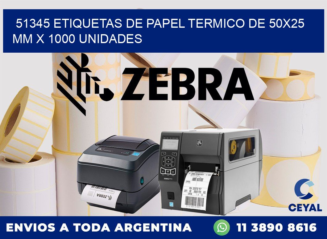 51345 Etiquetas De Papel Termico De 50x25 Mm X 1000 Unidades