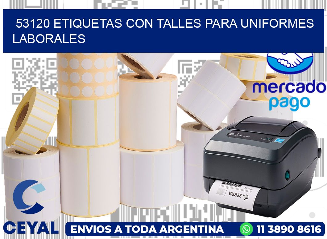 53120 etiquetas con talles para uniformes laborales