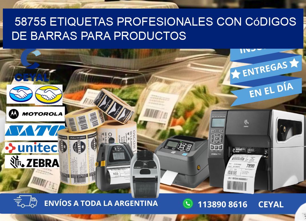 58755 Etiquetas profesionales con códigos de barras para productos
