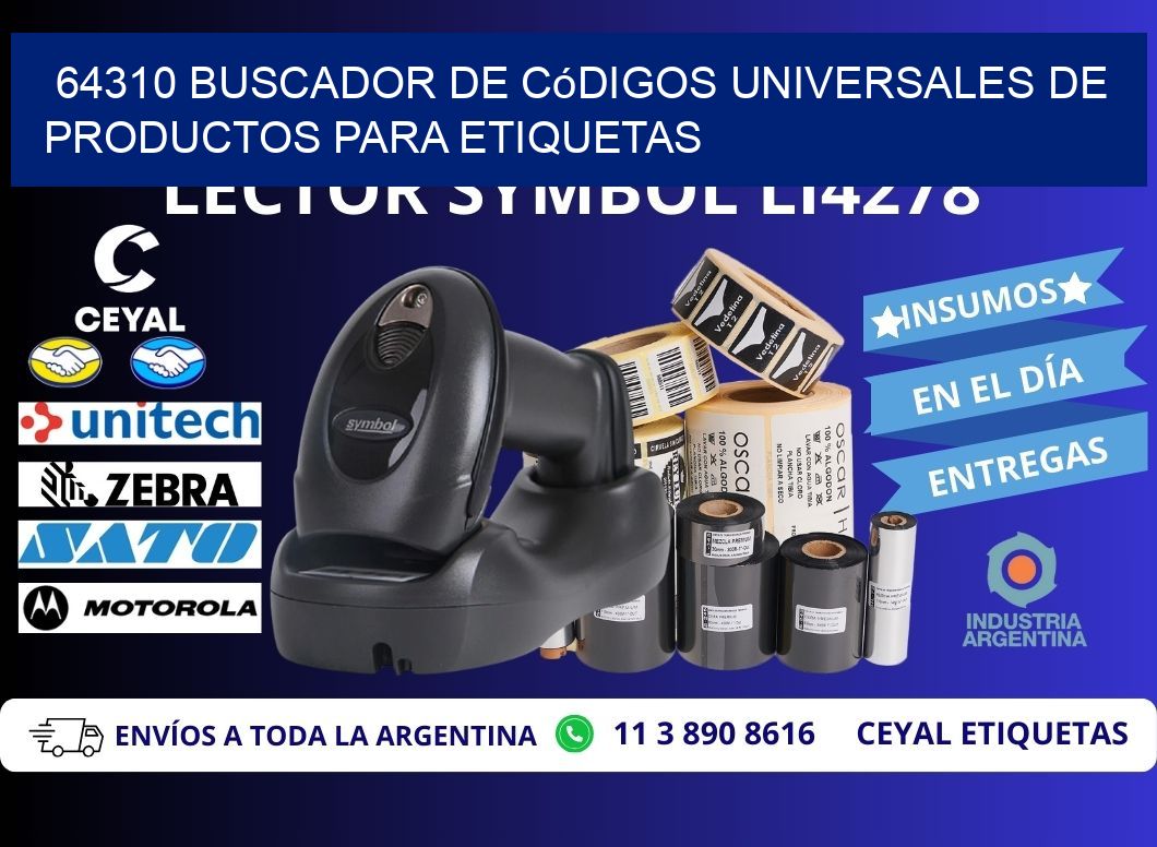 64310 Buscador de códigos universales de productos para etiquetas