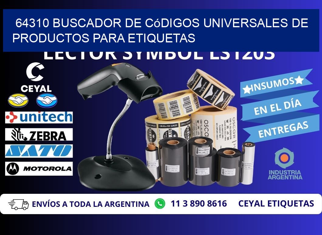 64310 Buscador de códigos universales de productos para etiquetas