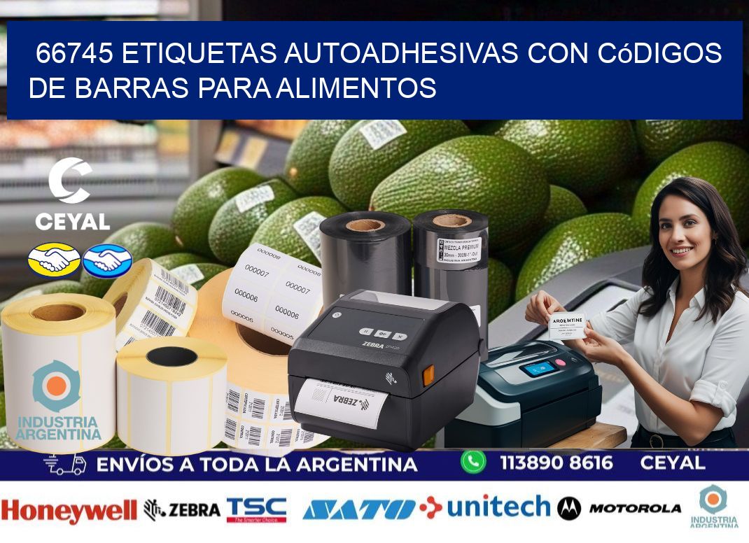 66745 Etiquetas autoadhesivas con códigos de barras para alimentos