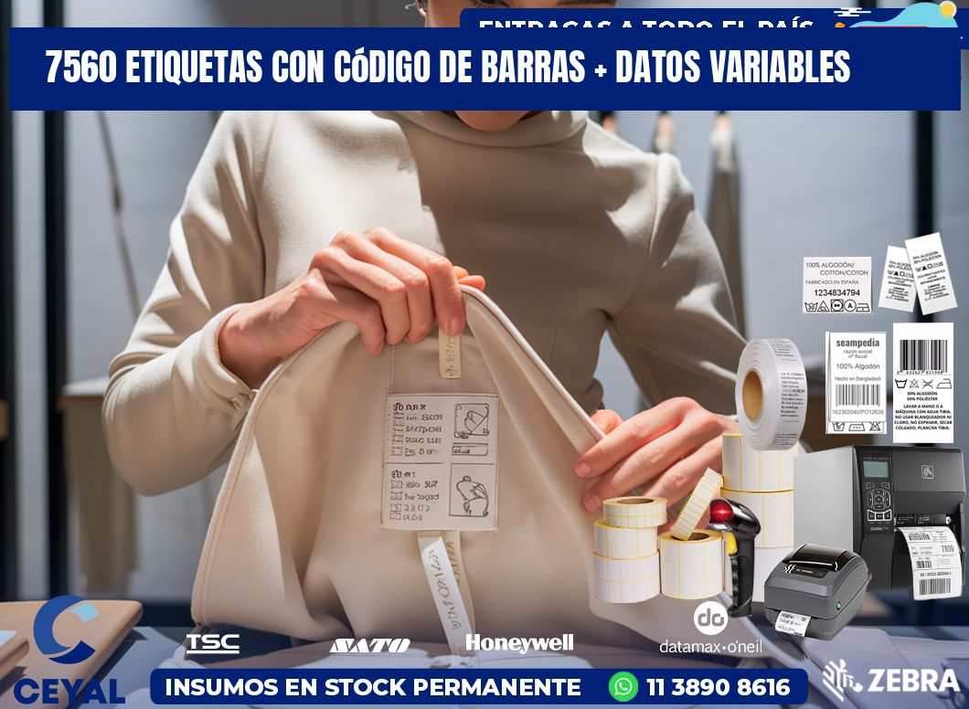 7560 etiquetas con código de barras + datos variables