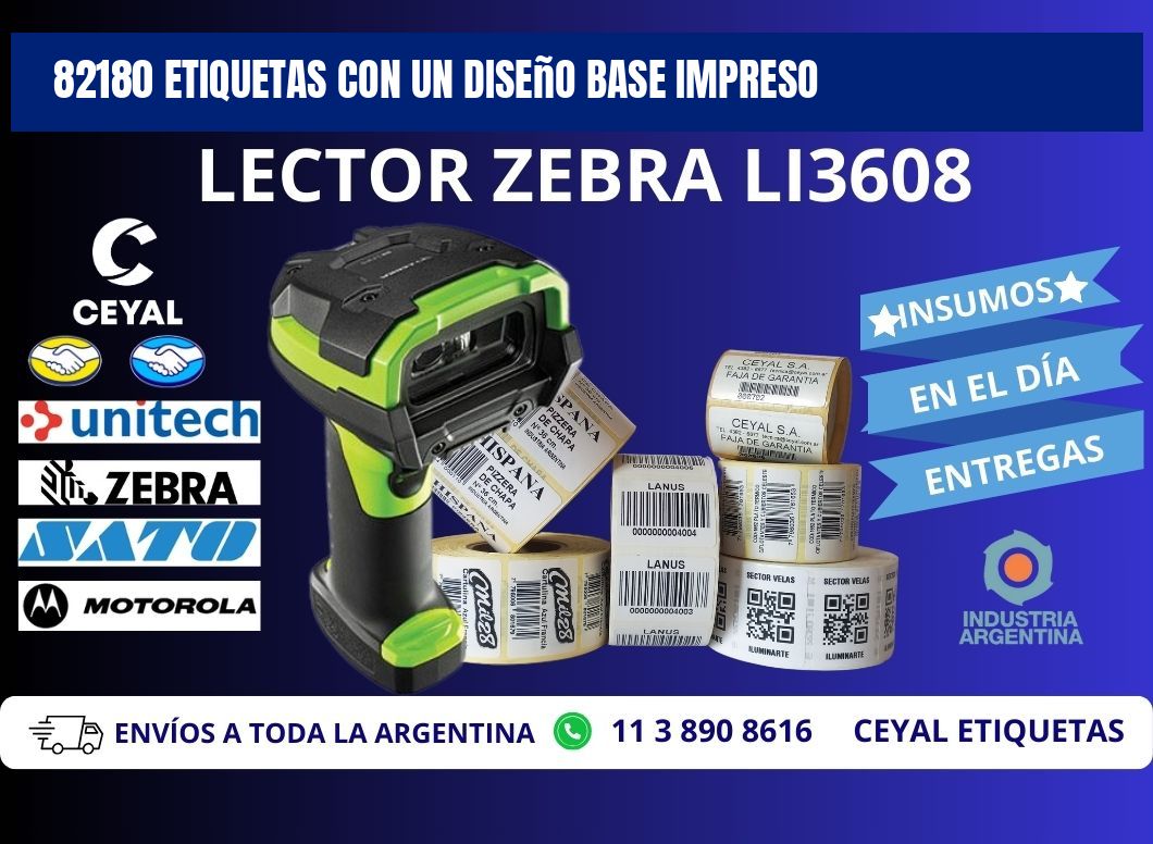 82180 etiquetas con un diseño base impreso