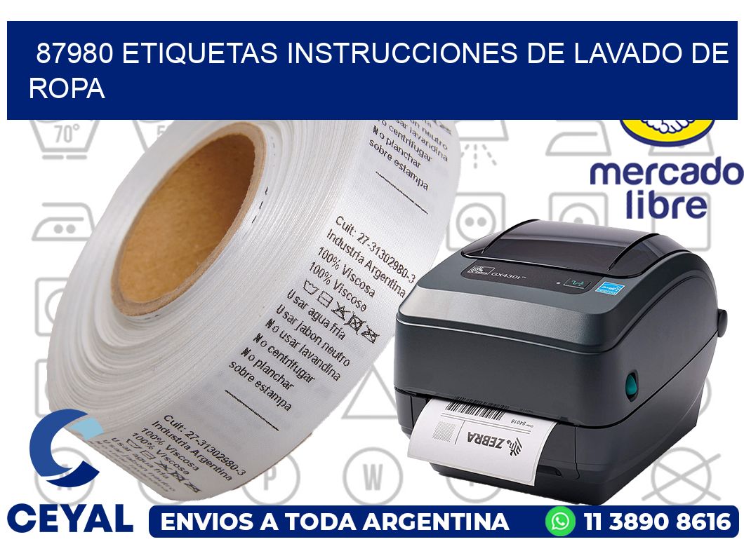 87980 etiquetas instrucciones de lavado de ropa