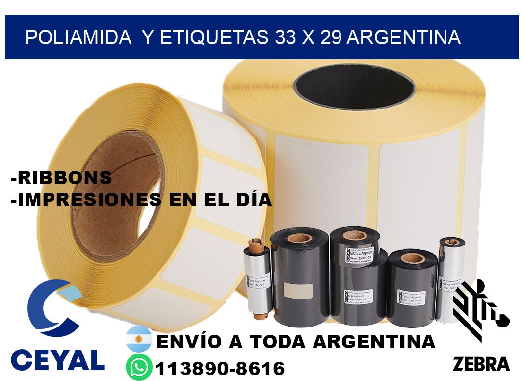 Poliamida  y etiquetas 33 x 29 argentina