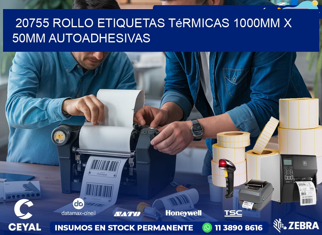 20755 Rollo Etiquetas Térmicas 1000mm X 50mm Autoadhesivas