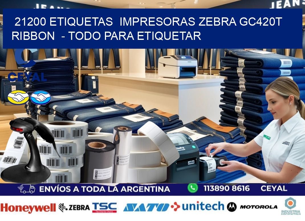 21200 etiquetas  impresoras zebra gc420t ribbon  - Todo para Etiquetar
