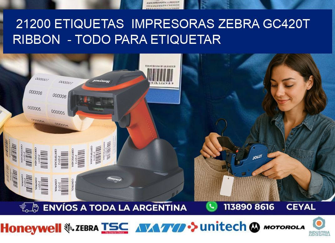 21200 etiquetas  impresoras zebra gc420t ribbon  - Todo para Etiquetar