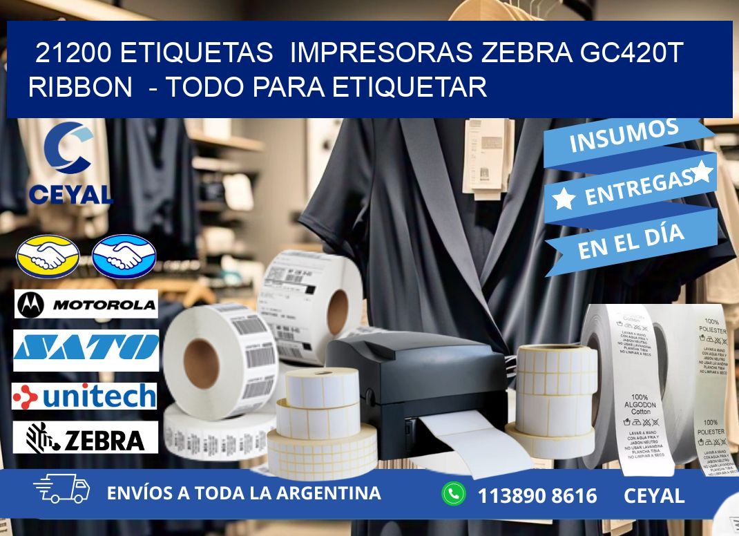 21200 etiquetas  impresoras zebra gc420t ribbon  - Todo para Etiquetar