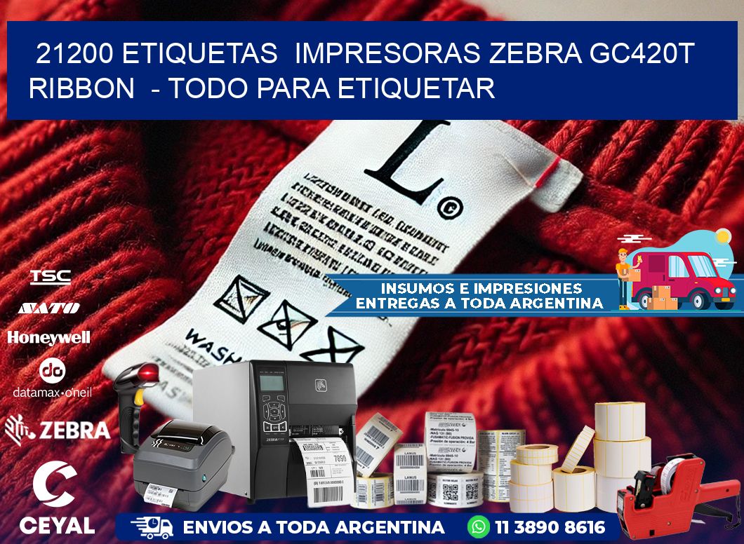 21200 etiquetas  impresoras zebra gc420t ribbon  - Todo para Etiquetar