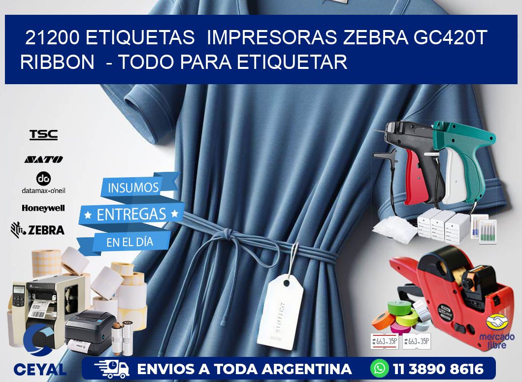 21200 etiquetas  impresoras zebra gc420t ribbon  - Todo para Etiquetar