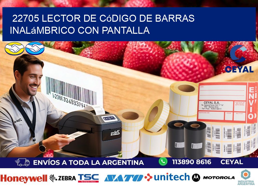 22705 Lector de código de barras inalámbrico con Pantalla