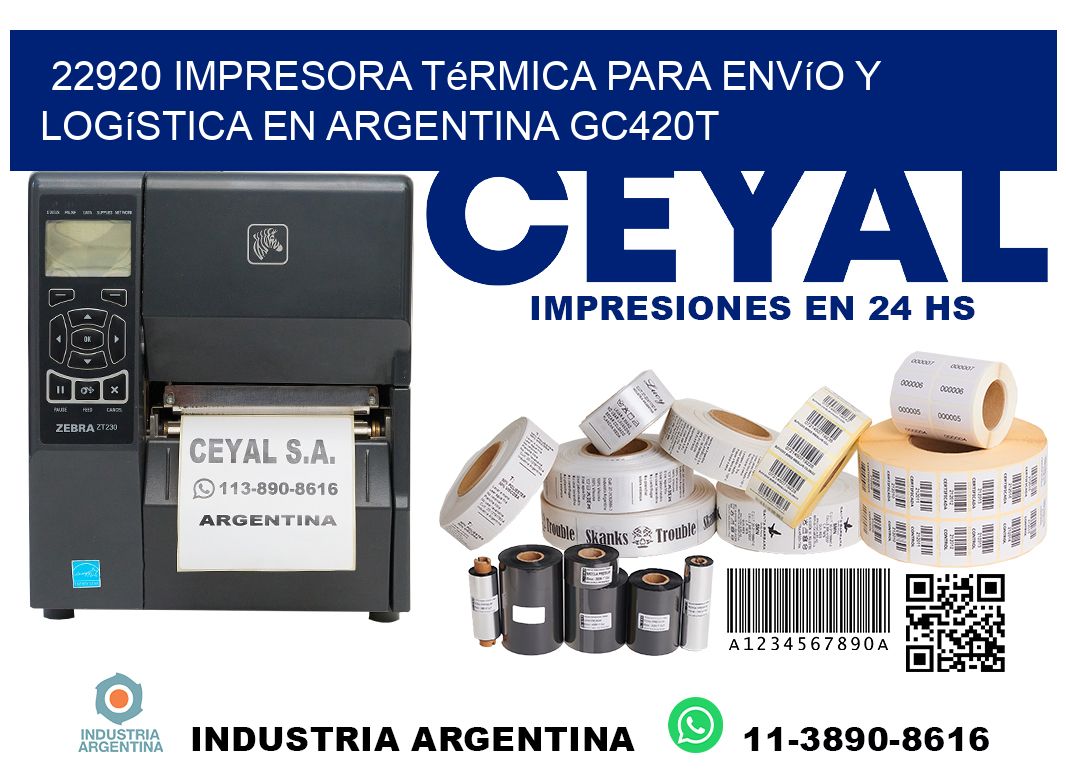 22920 impresora térmica para envío y logística en Argentina GC420T