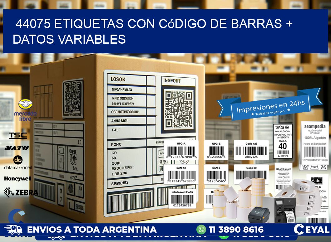 44075 etiquetas con código de barras + datos variables