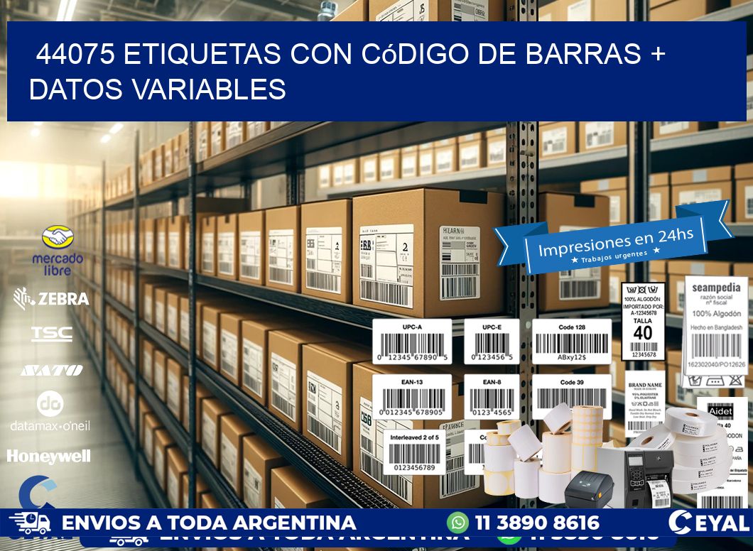 44075 etiquetas con código de barras + datos variables