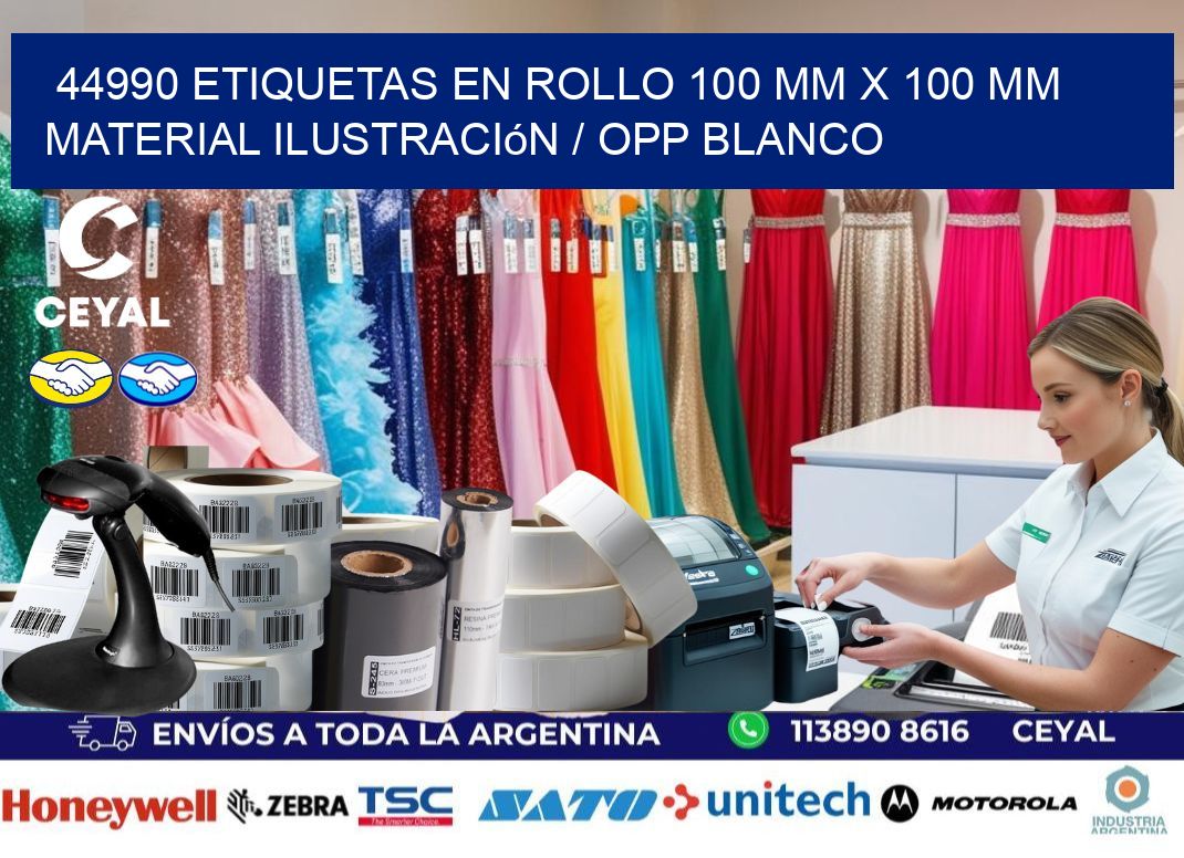 44990 Etiquetas en rollo 100 mm x 100 mm material Ilustración / OPP Blanco