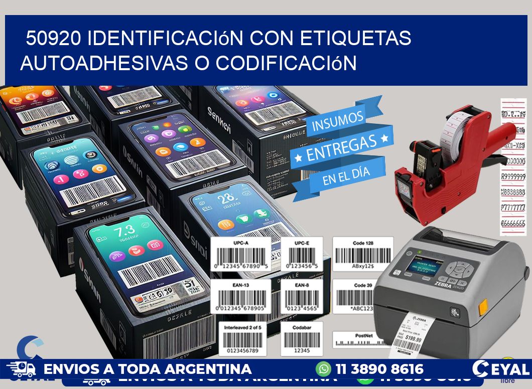 50920 identificación con etiquetas autoadhesivas o codificación