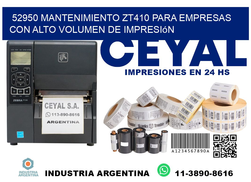 52950 mantenimiento zt410 para empresas con alto volumen de impresión