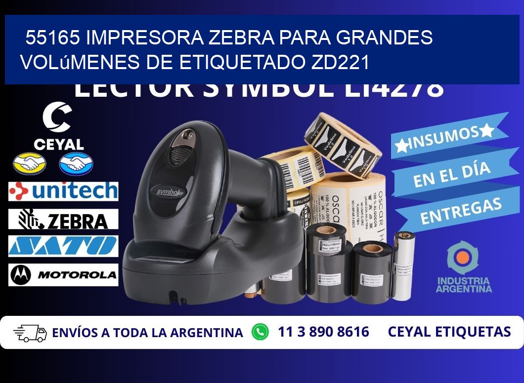 55165 impresora Zebra para grandes volúmenes de etiquetado ZD221