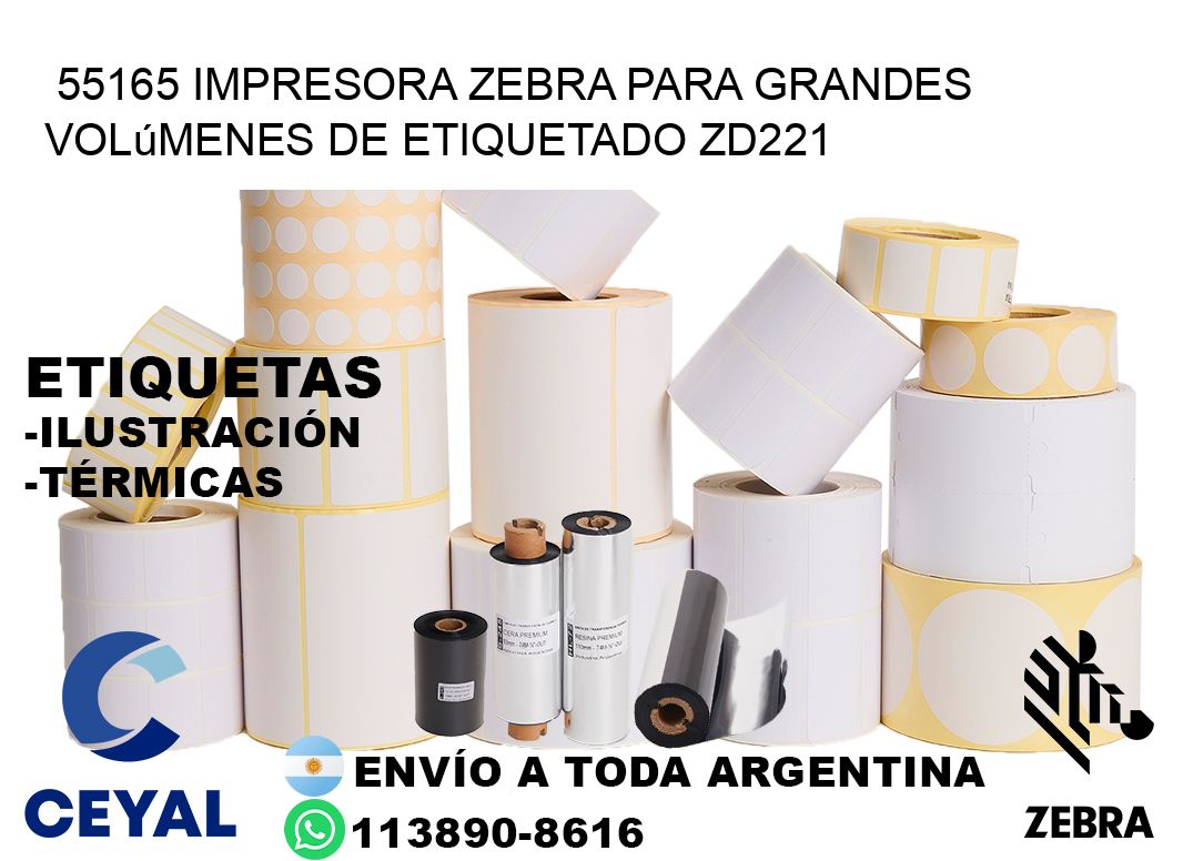 55165 impresora Zebra para grandes volúmenes de etiquetado ZD221