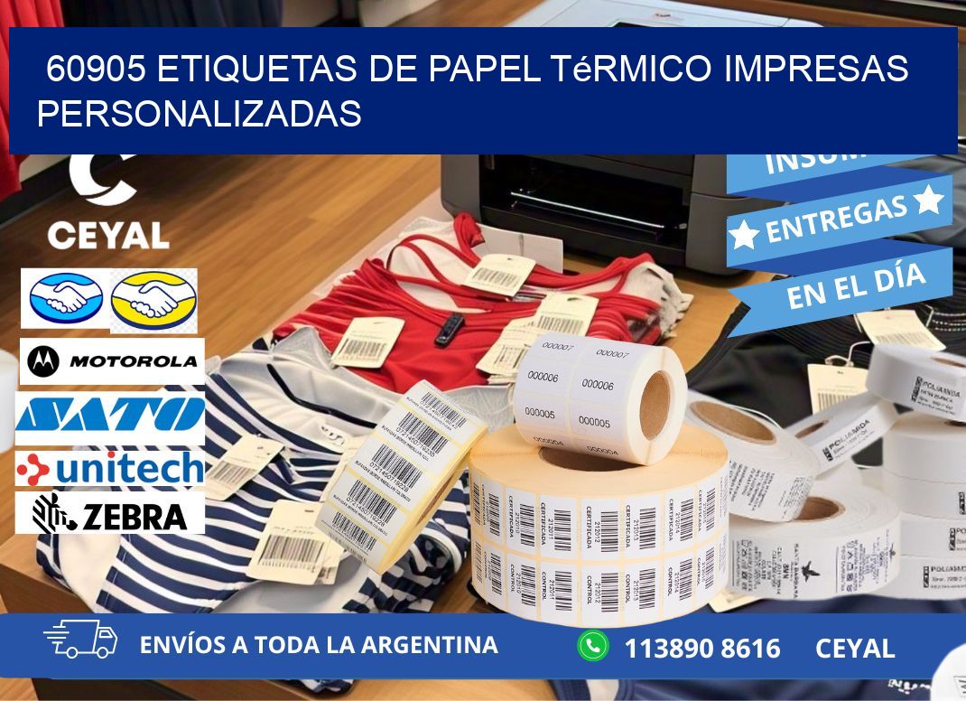 60905 Etiquetas de papel térmico impresas personalizadas