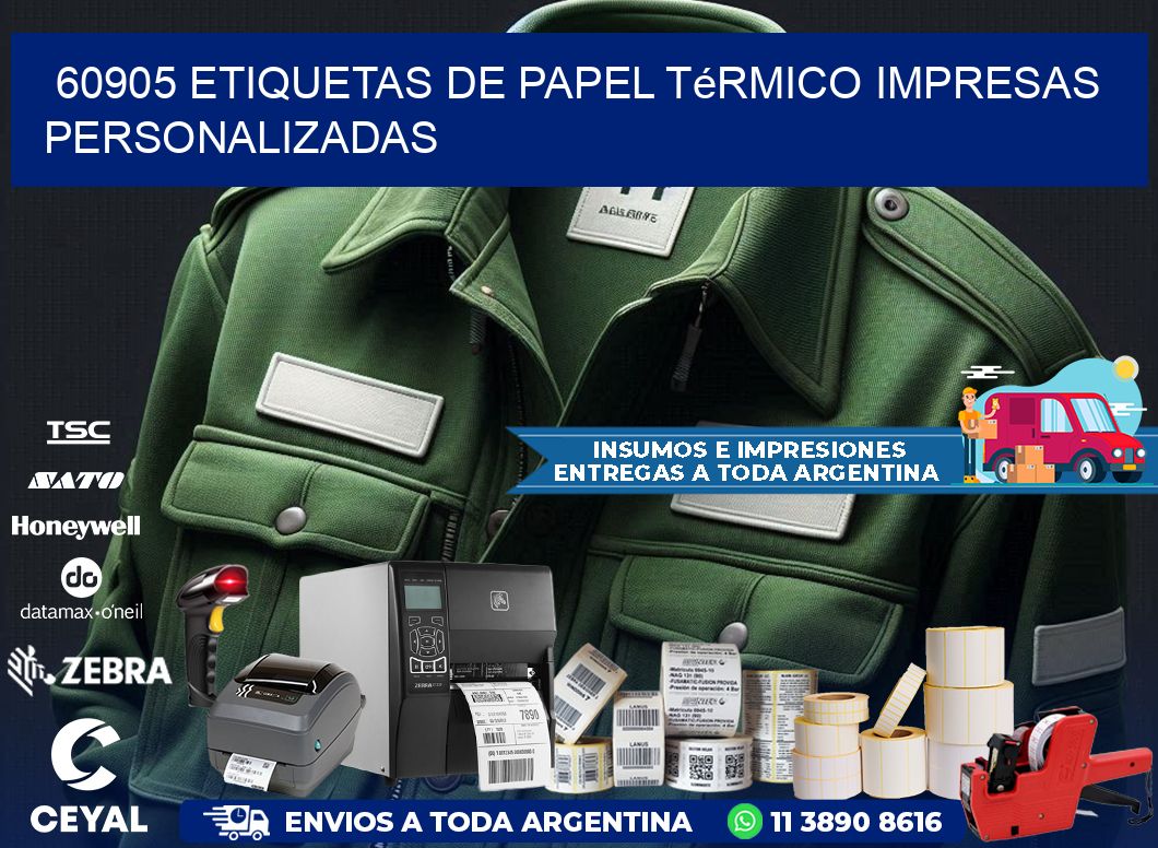 60905 Etiquetas de papel térmico impresas personalizadas