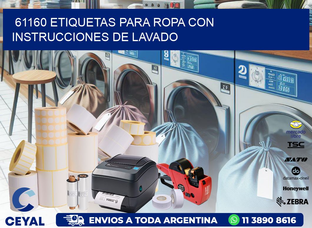 61160 etiquetas para ropa con instrucciones de lavado