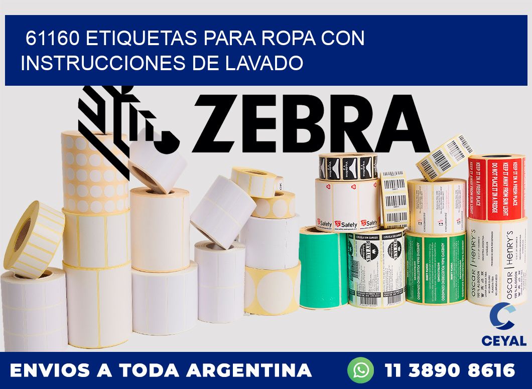 61160 etiquetas para ropa con instrucciones de lavado