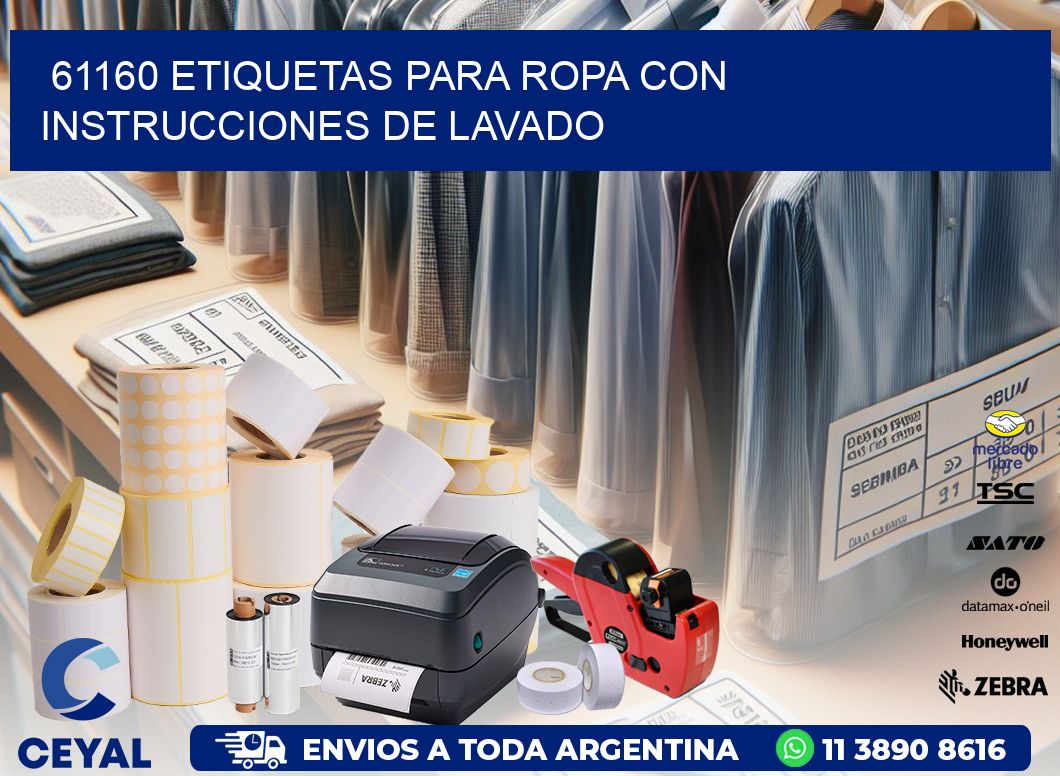 61160 etiquetas para ropa con instrucciones de lavado