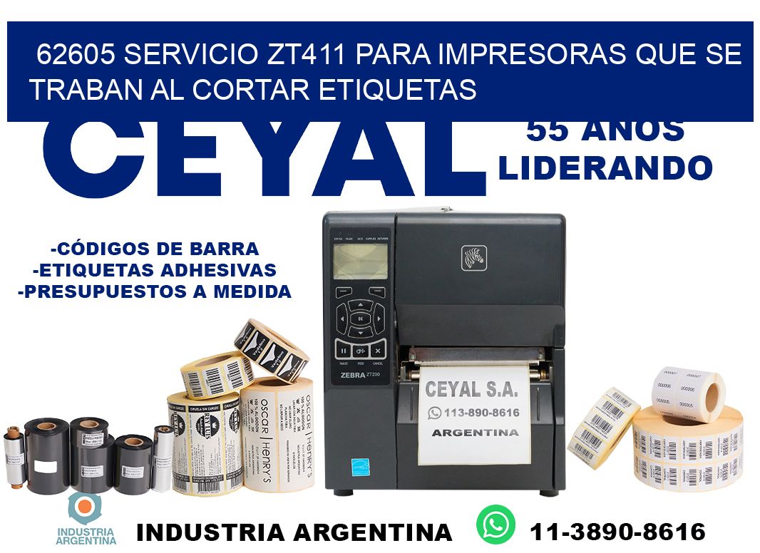 62605 servicio zt411 para impresoras que se traban al cortar etiquetas