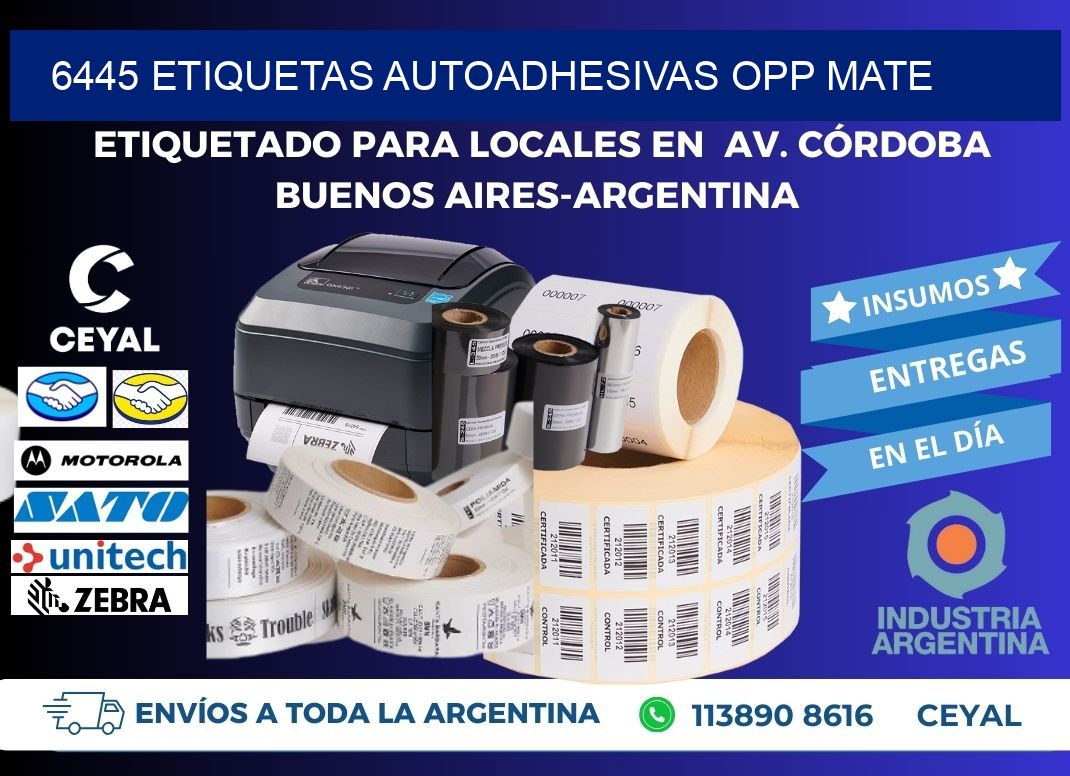 6445 etiquetas autoadhesivas Opp Mate