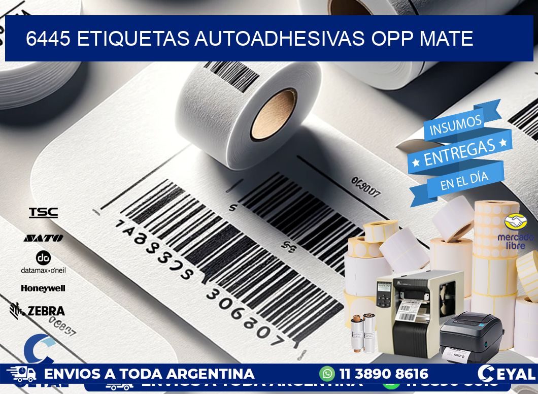 6445 etiquetas autoadhesivas Opp Mate