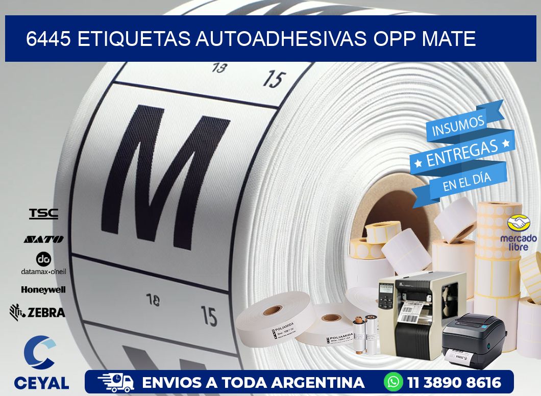 6445 etiquetas autoadhesivas Opp Mate