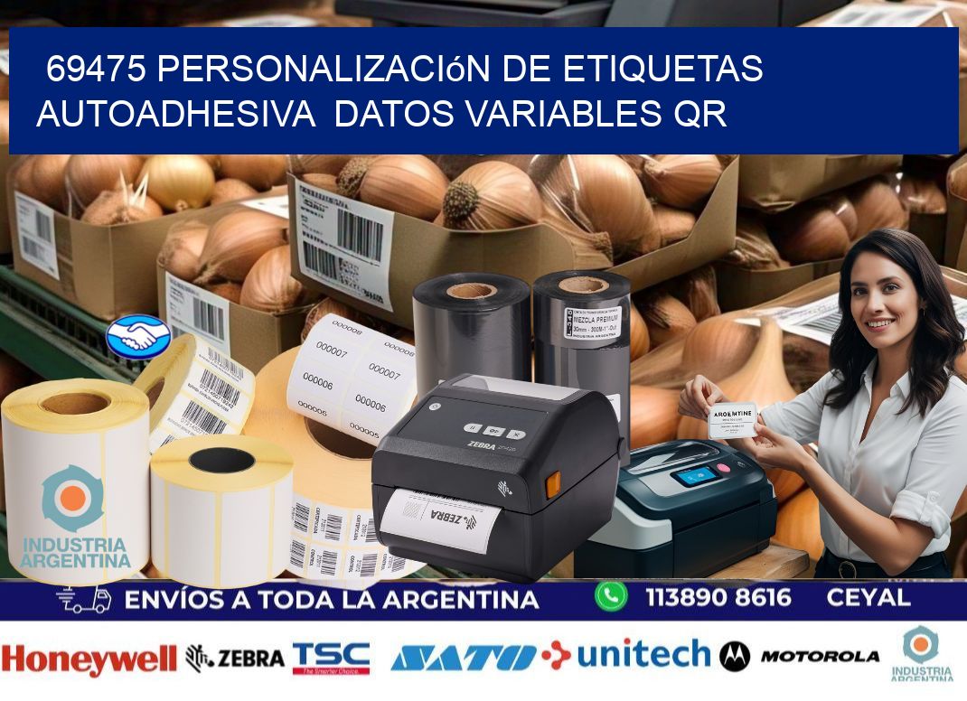 69475 Personalización de etiquetas autoadhesiva datos variables QR