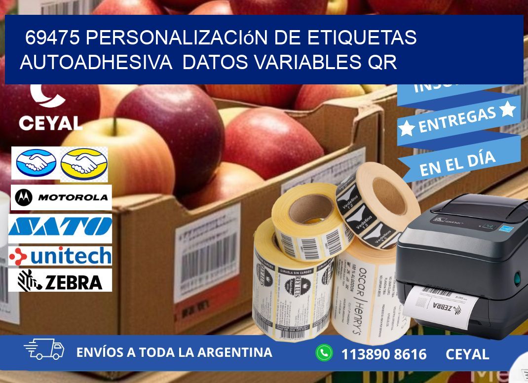 69475 Personalización de etiquetas autoadhesiva datos variables QR