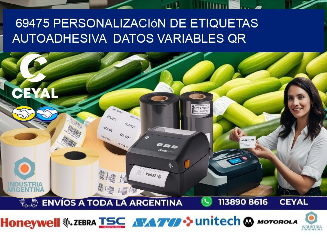 69475 Personalización de etiquetas autoadhesiva datos variables QR