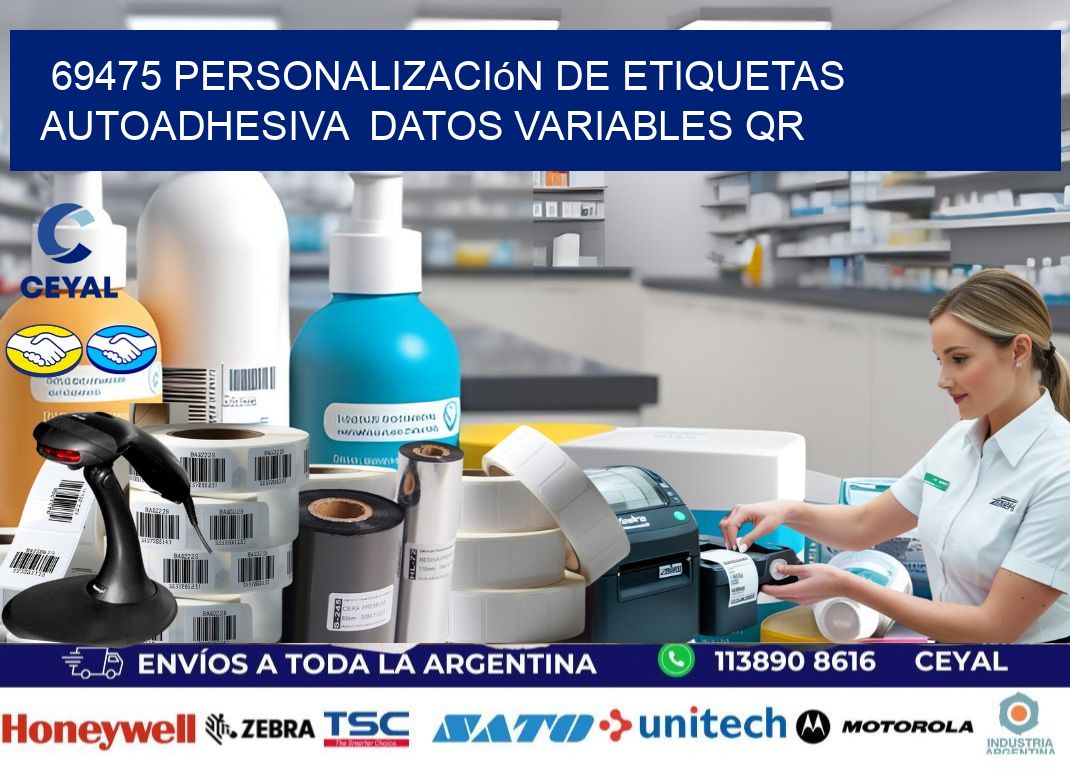 69475 Personalización de etiquetas autoadhesiva datos variables QR